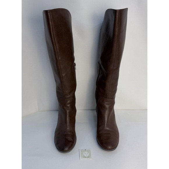 Anne Klein iFlex Brown Leather Wide Leg Knee High Riding Boots US 8M *Flaw* - Picture 3 of 12